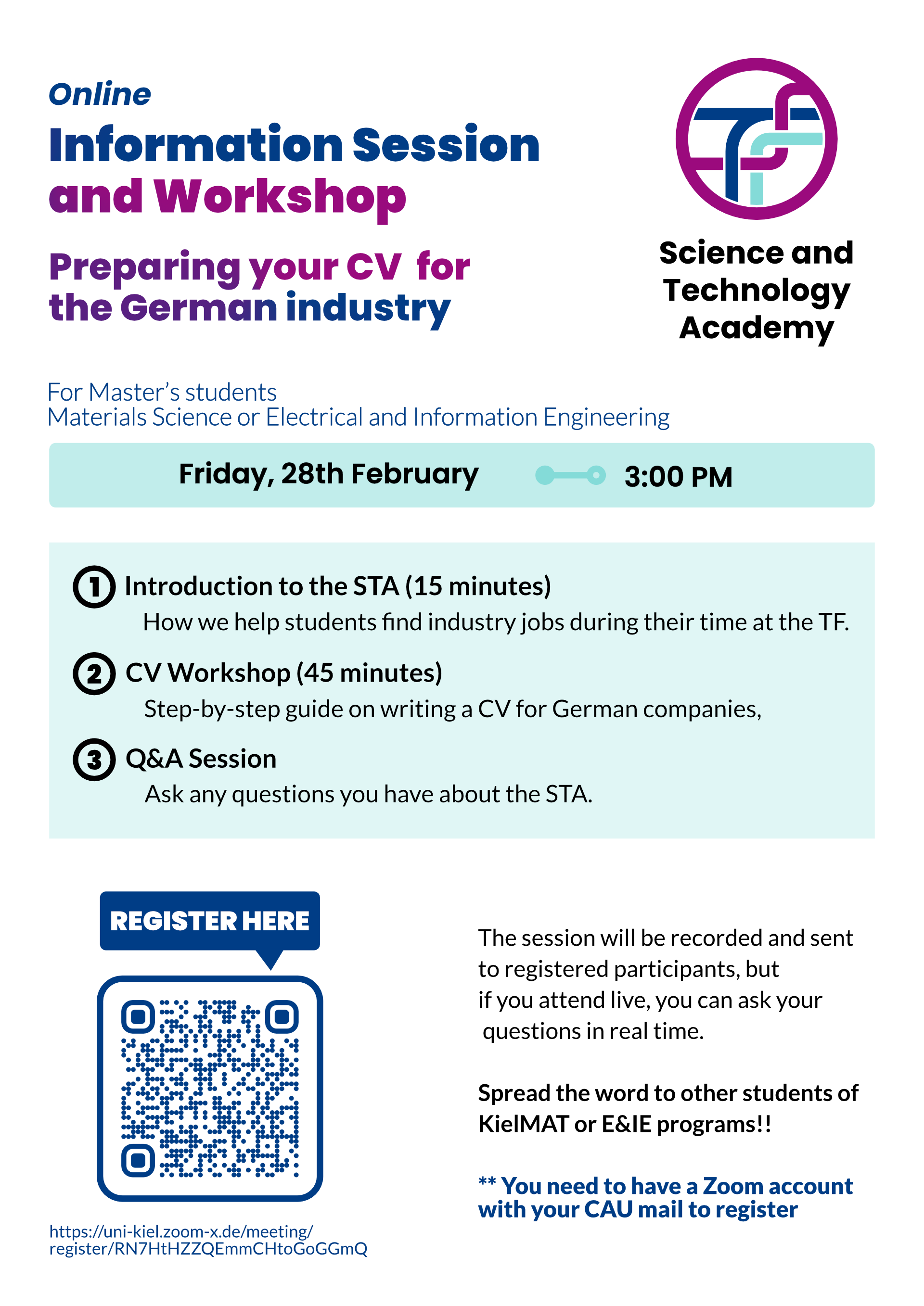 Invitation to STA Workshop: Preparing your CV
